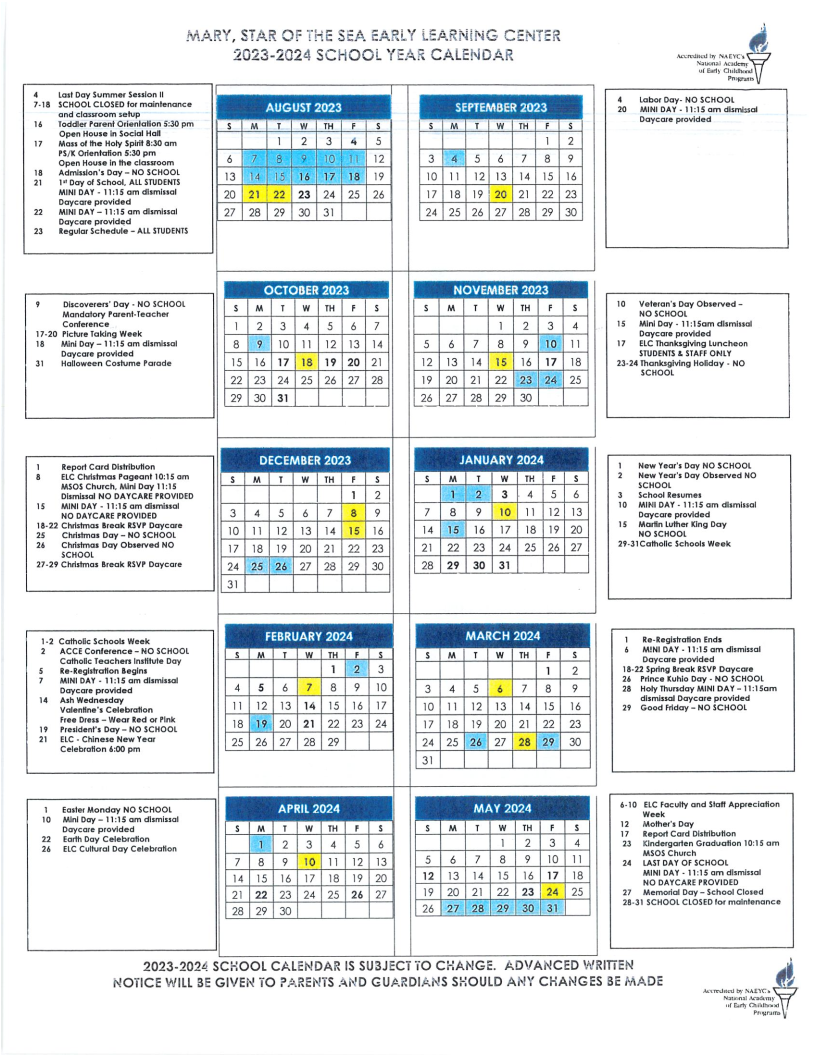 School Calendar (20232024)